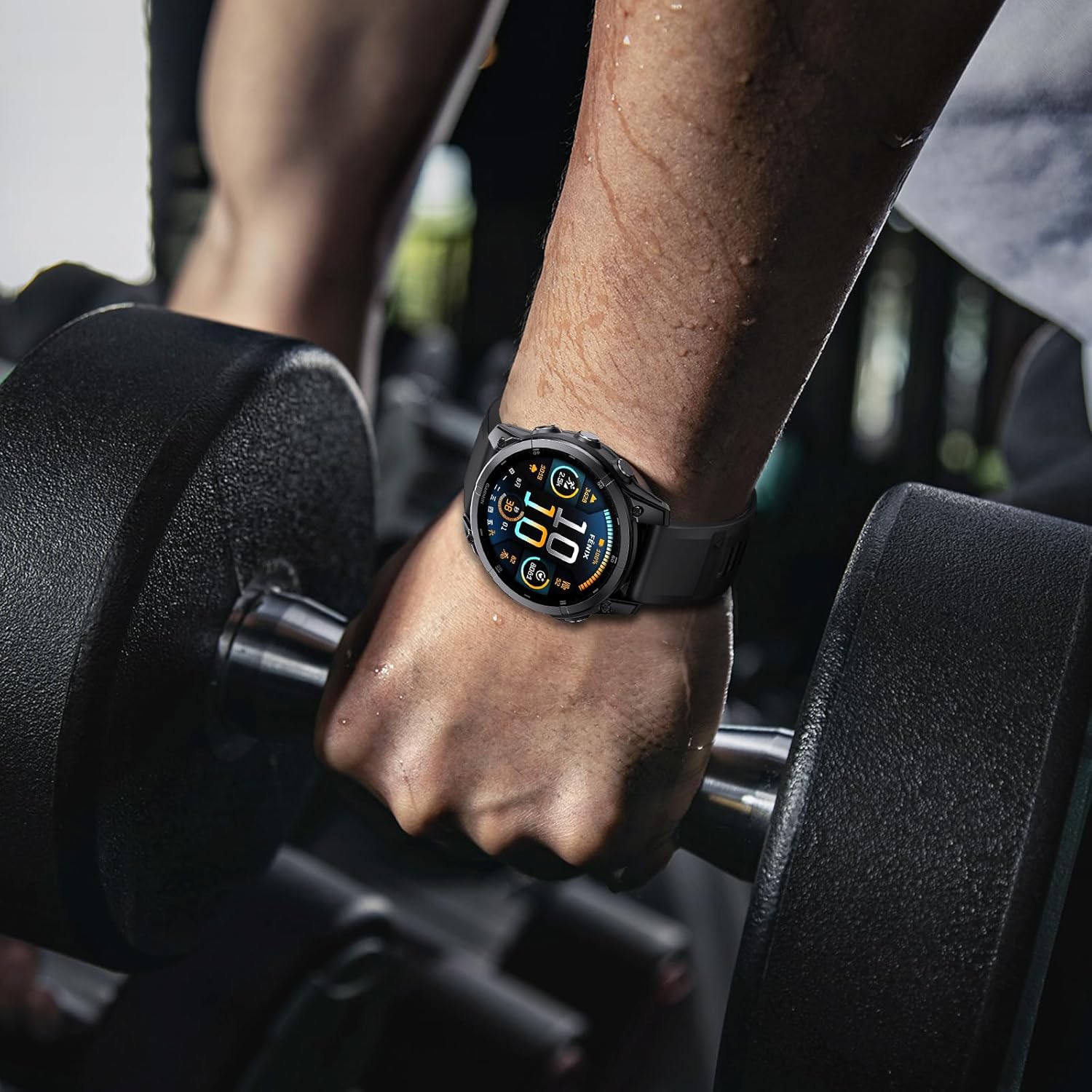 NotoCity Sport Band Compatible with Fenix 6 Band,22mm Quickfit Silicone Watch Band for Fenix 7/Fenix 5/Fenix 6 Pro/Fenix 7 Pro/Fenix 8 Fenix E 47mm/Fenix 5 Plus/Forerunner 945(Black/Dark gray) - Image 7