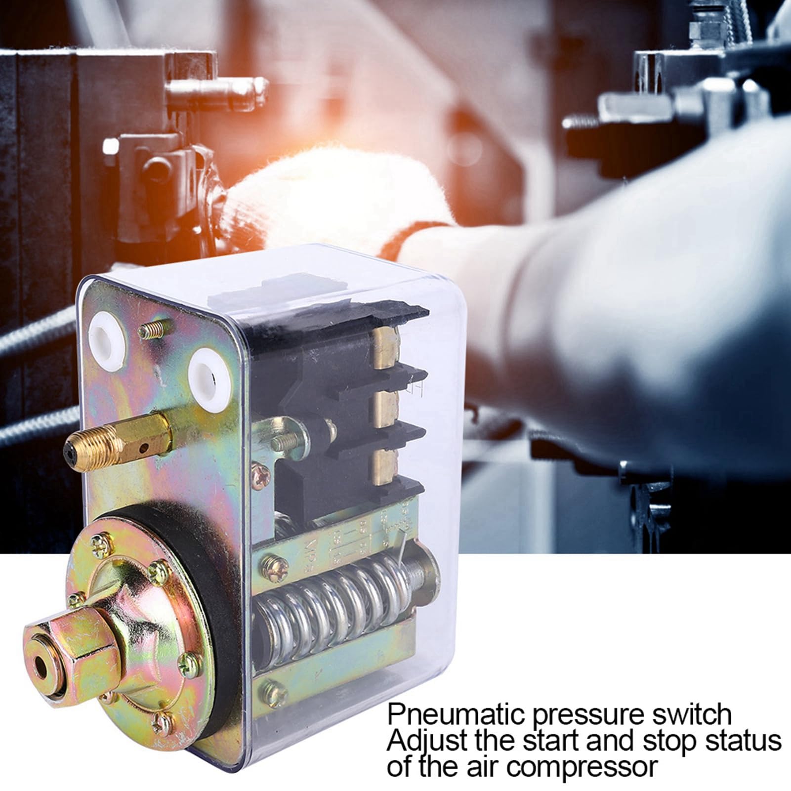 Druckschalter Kompressor, 380V 20A Drehstrom Druckregler, 0.3-1.5MPa Einstellbarer Druckwächter mit Elektroantrieb für FB-80 Modelle