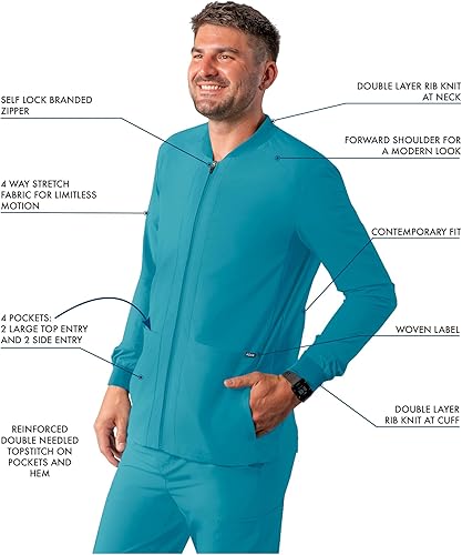 Vista 3 de Adar Addition Scrubs para hombre - Chaqueta médica con cremallera