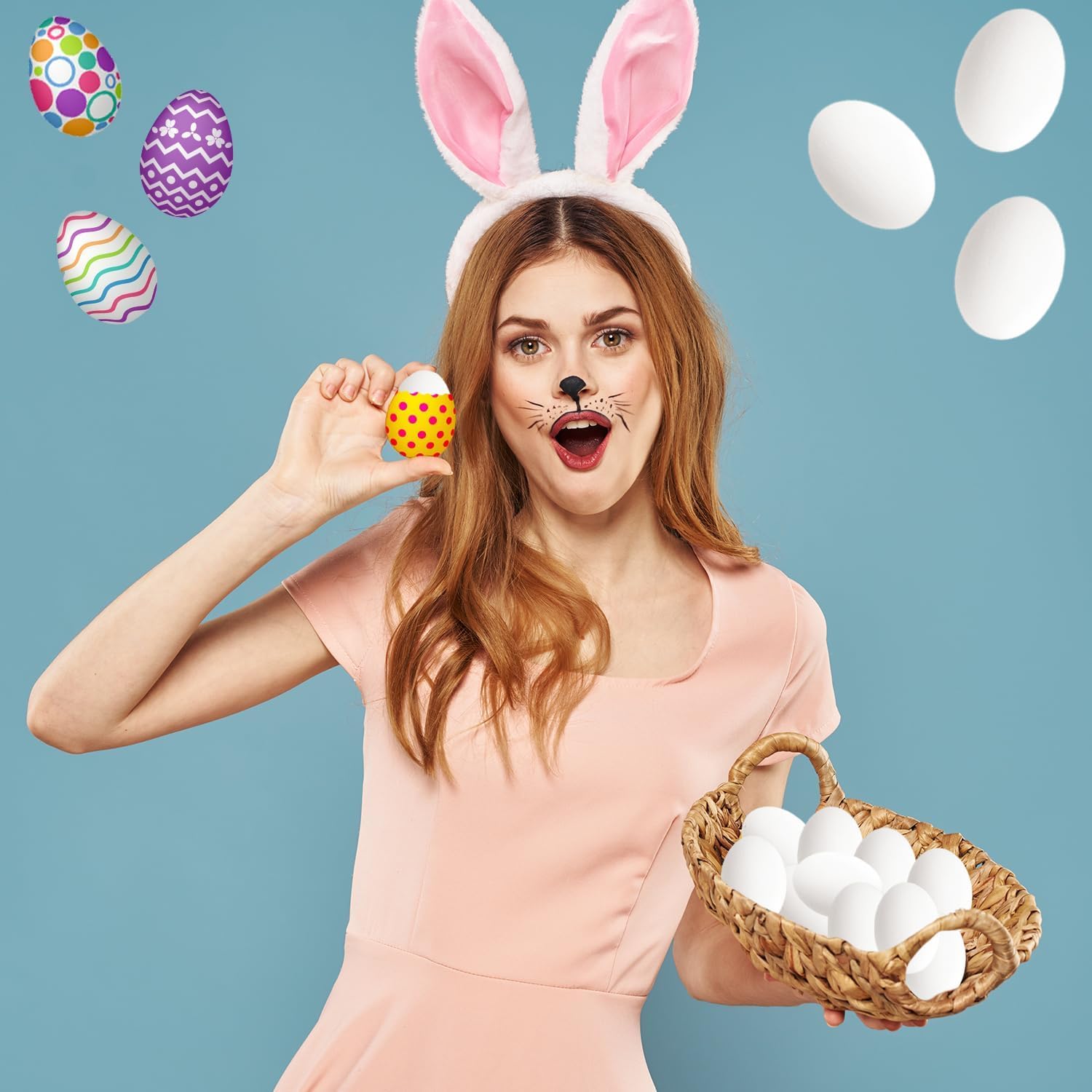 Chochkees Wooden Fake Eggs - Perfect for Easter Crafts - Décor and Egg Hunts (White) 2.3" Inches (Pack of 144)