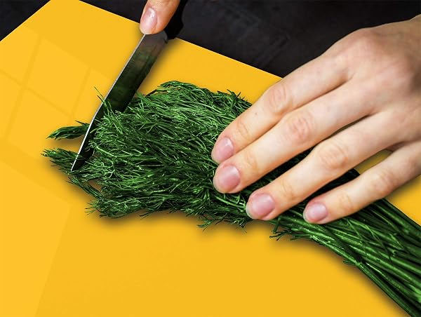 Cubre vitrocerámica y tabla de cortar de cristal templado – Superficie de vidrio templado resistente – UNA PIEZA (60 x 52 cm) o DOS PIEZAS (30 x 52 cm); D18 Serie de colores: C Amarillo Medio - 3