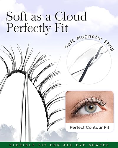 Miniatura 3 de BEYELIAN Pestañas magnéticas con kit de aplicador, pestañas magnéticas suaves mejoradas reutilizables con aspecto natural, sin pegamento, pestañas