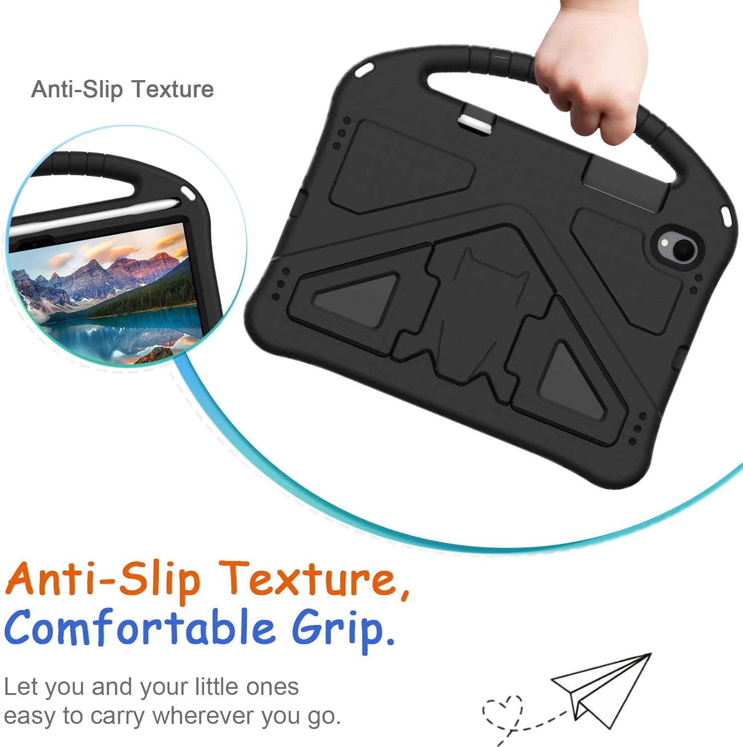 Kids Case for Samsung Galaxy Tab S11 2025 11" Tablet, Techcircle Light Weight Shock Proof EVA Foam Handle Rugged Stand Protective Case, Black