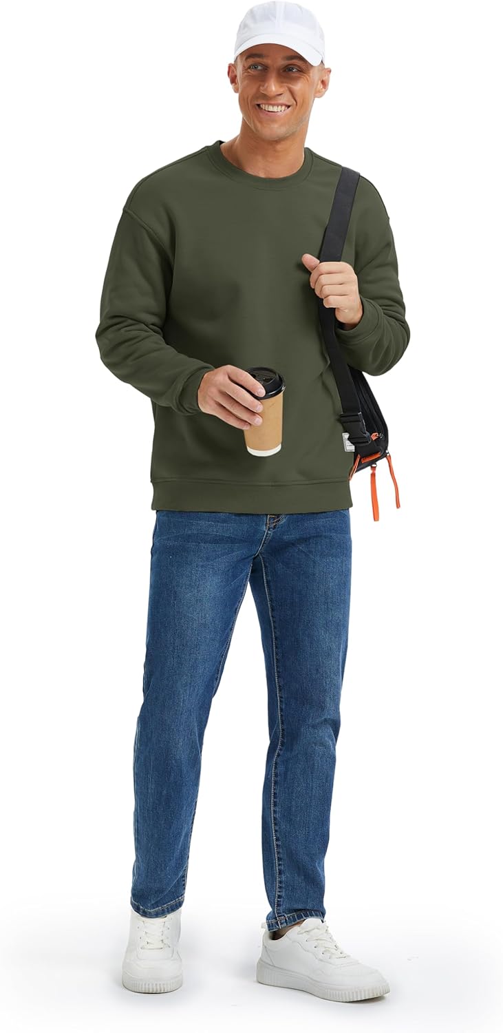 MAGCOMSEN Mens Crewneck Sweatshirt Sherpa Fleece Lined Pullover Casual Winter Warm Heavyweight Cotton Sweatshirts - Image 8