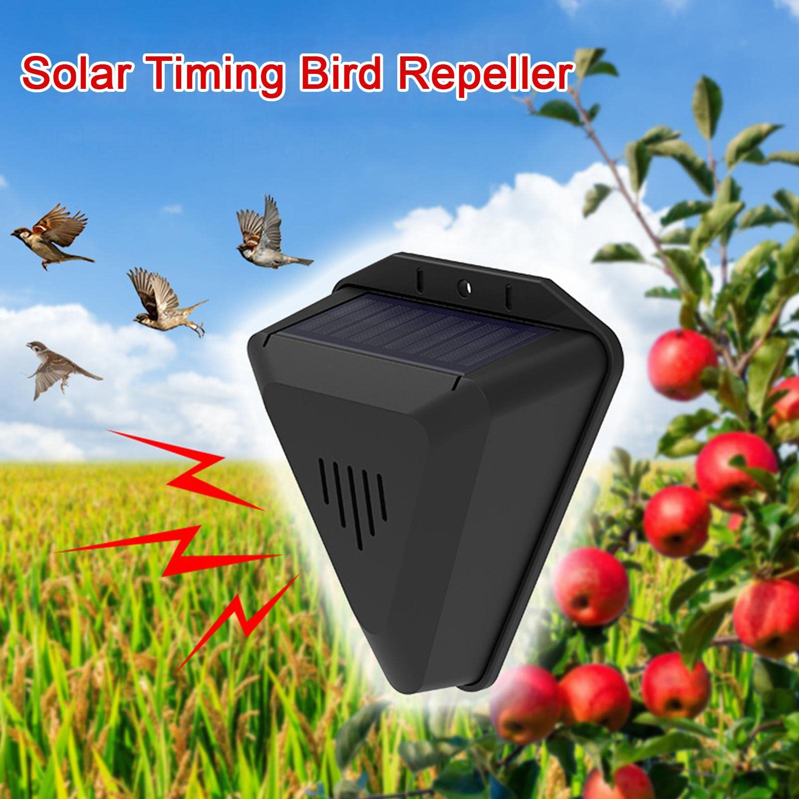 Ahuyentador De Aves Solar Con Reflectores Y Sonido - 120 DB Ajustable, Impermeable IP4