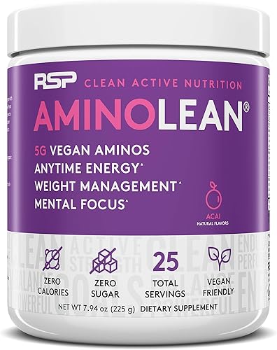 Miniatura 2 de RSP NUTRITION Energía vegana AminoLean para antes del entrenamiento (Acai 25 porciones) con AminoLean Recovery Post Workout Boost (Tropical Island