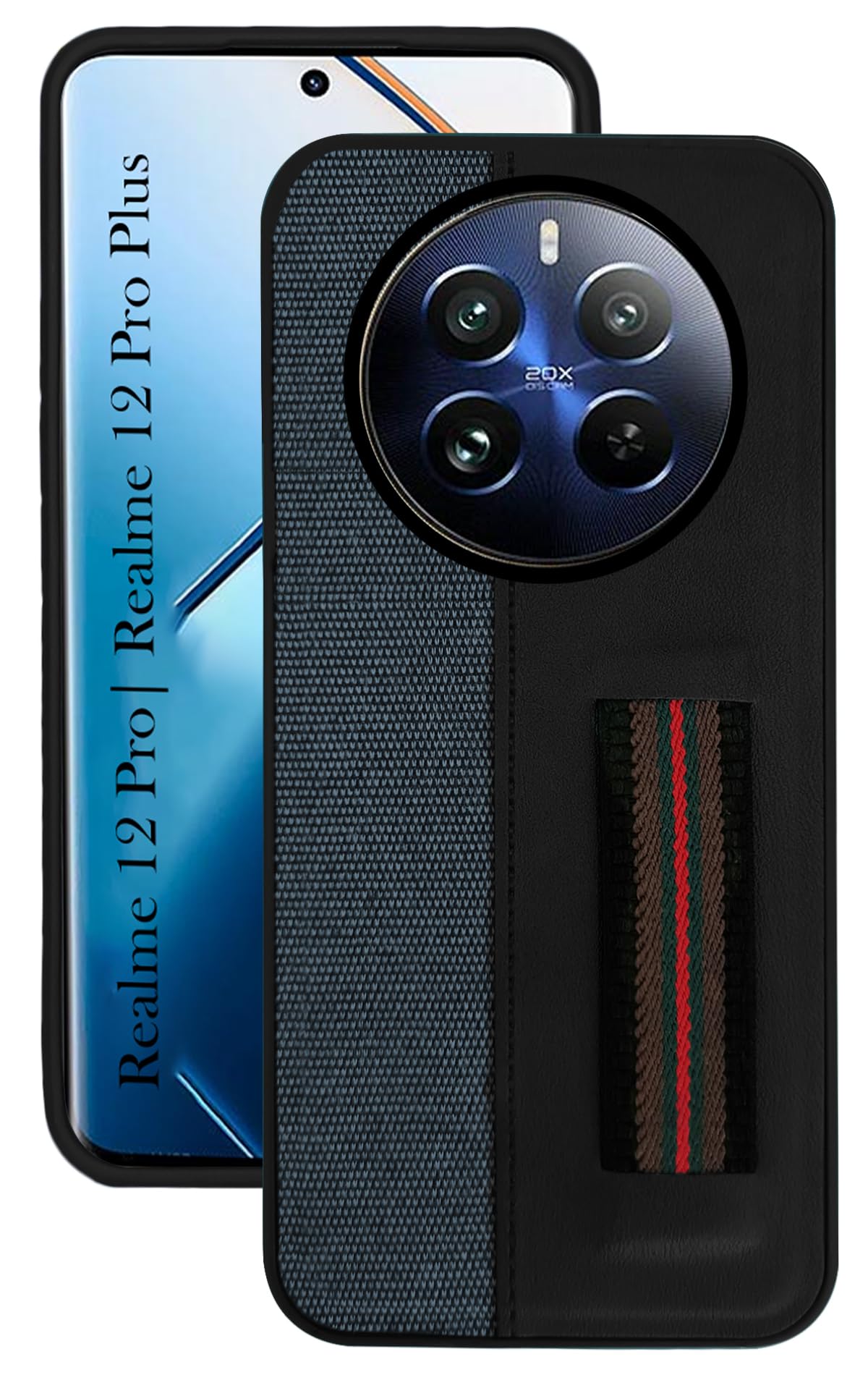 Jkobi Back Cover Case for Realme 12 Pro Plus | Realme 12 Pro (Professional PU Leather | Strip Chain Holder Socket | Black) (B0D372F498) Amazon Price History, Amazon Price Tracker