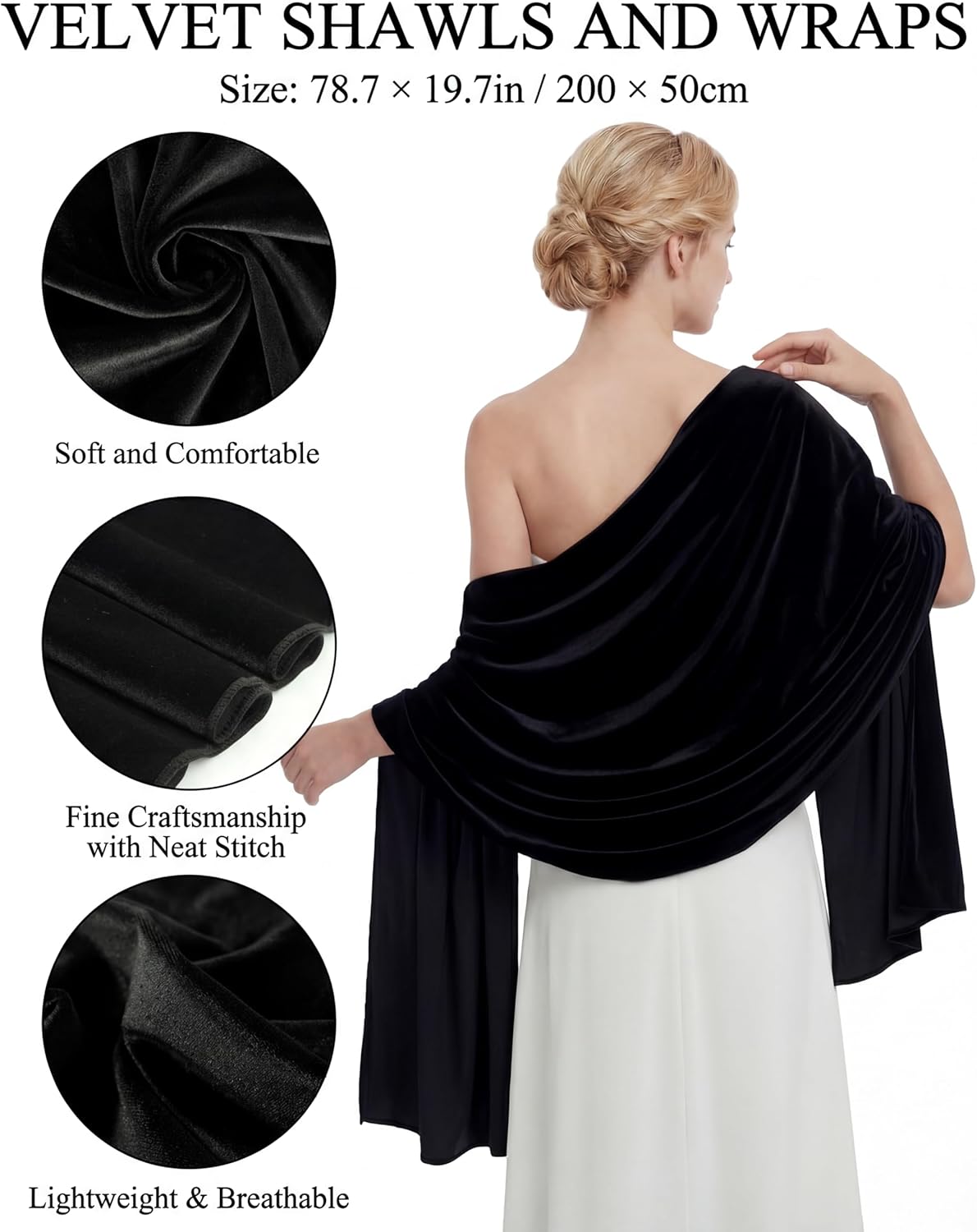 Geyoga Women Velvet Scarfs Shawls and Wraps for Evening Dresses Wedding Bridal Scarves Formal Cover up Dress Accessories - Image 4