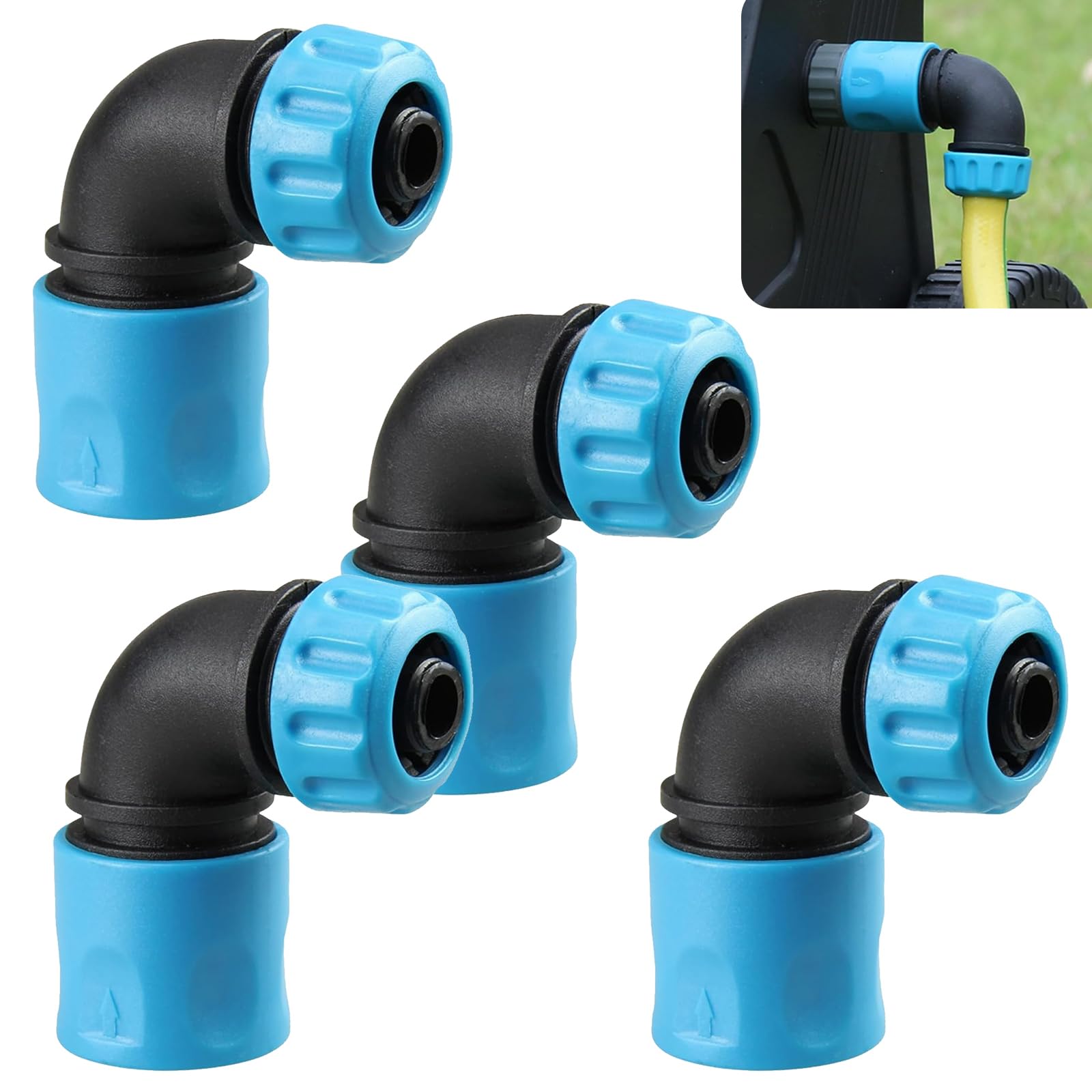DAZZTIME 4 Raccordi A Gomito 90° Per Tubo Da Giardino – Adattatori Rapidi 12-13 Mm In ABS
