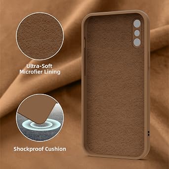 iPhone X/XS Hülle Silikon Case Hanyhülle 5.8'' Ultra Dünn Slim Mit Microfiber Kratzfeste Rundumschutz Schutzhülle für iPhone X/XS Braun