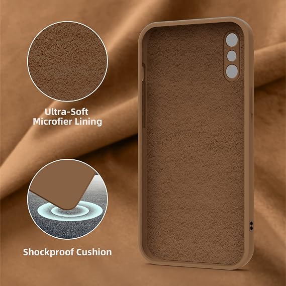 iPhone X/XS Hülle Silikon Case Hanyhülle 5.8'' Ultra Dünn Slim Mit Microfiber Kratzfeste Rundumschutz Schutzhülle für iPhone X/XS Braun