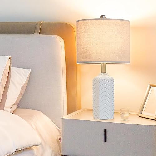 Miniatura 4 de Juego de 2 lámparas de dormitorio, lámparas táctiles rústicas regulables de 3 vías para mesita de noche, lámparas vintage con puertos de carga USB