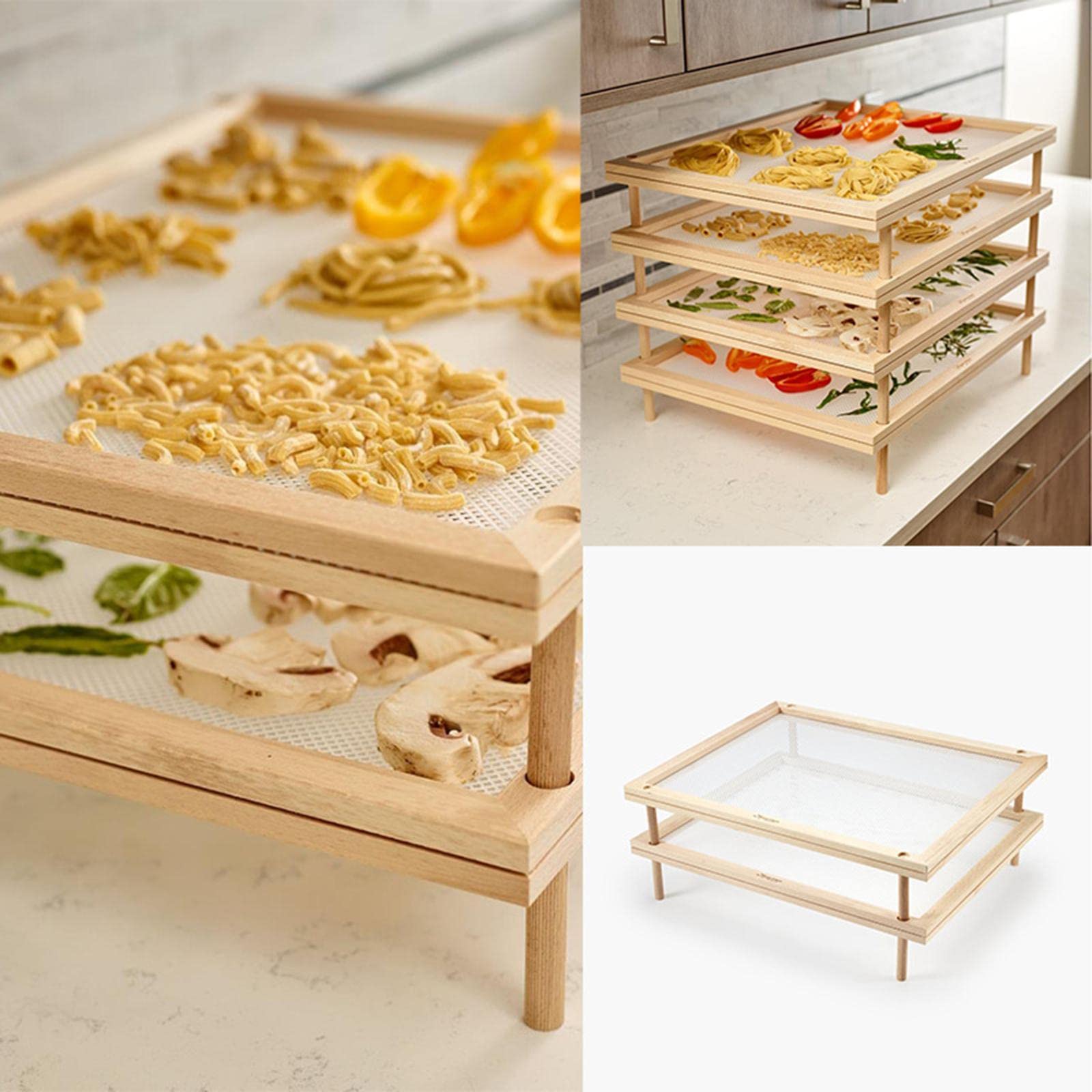 Stapelbarer Spaghetti Aus Holz, 2 Lagig, für Gemüse, Fisch Und Mehr