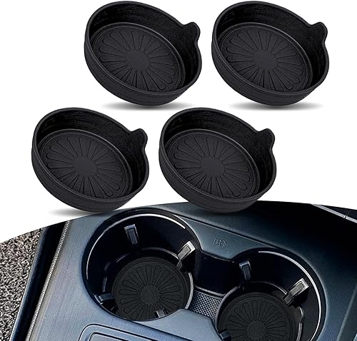 4 PCS Car Water Coaster, 2.99" x 0.98" TPE Environmentally Friendly Removable Anti-Slip Pattern Cup Holder, Elevated Edge Anti-Spill Decorative