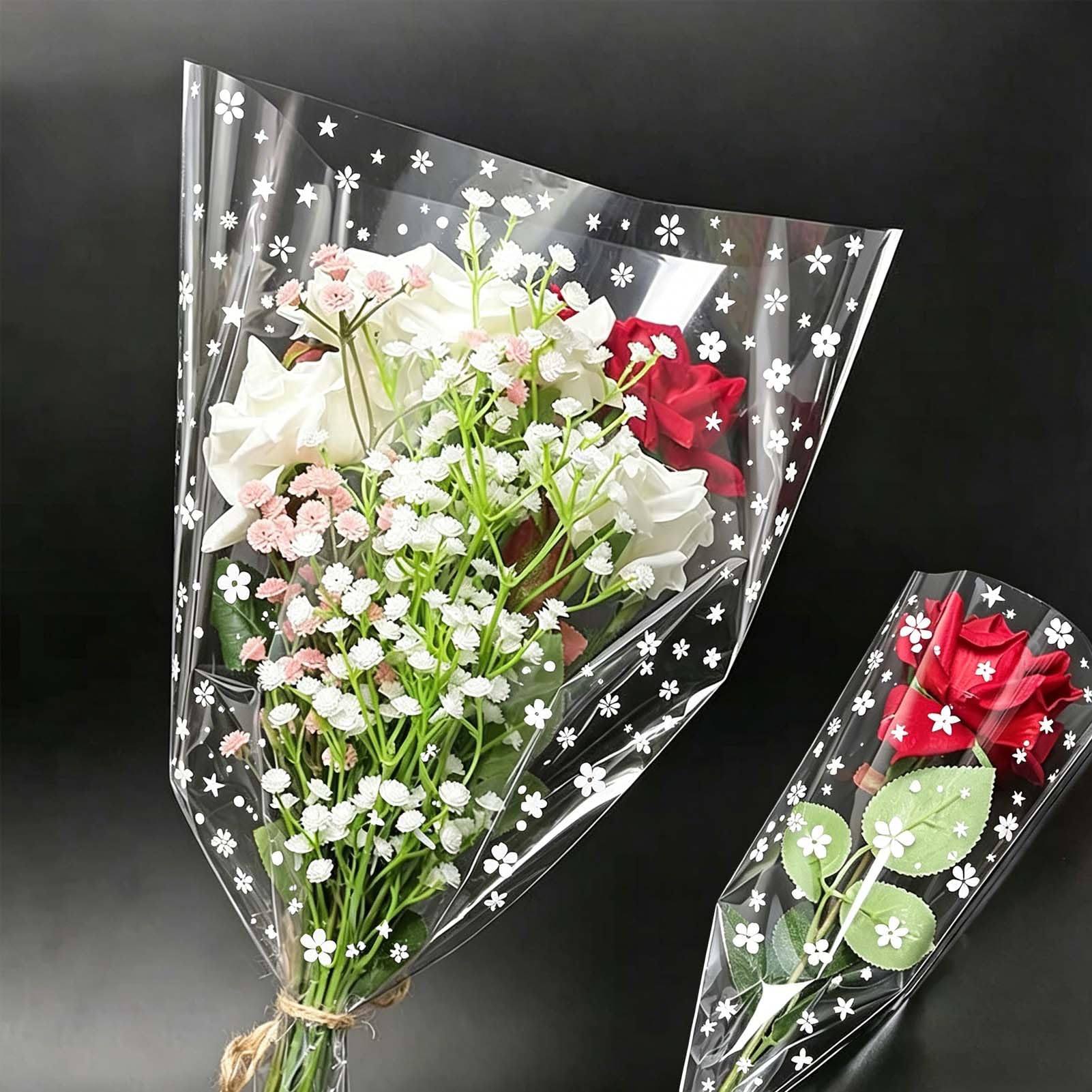 RYIRXI Rollo Papel de Regalo Celofan Transparente con Flores Estrellas Dibujos, Papel Envolver Celofán Regalo Cumpleaños Boda Navidad Envolver Regalos Personalizado