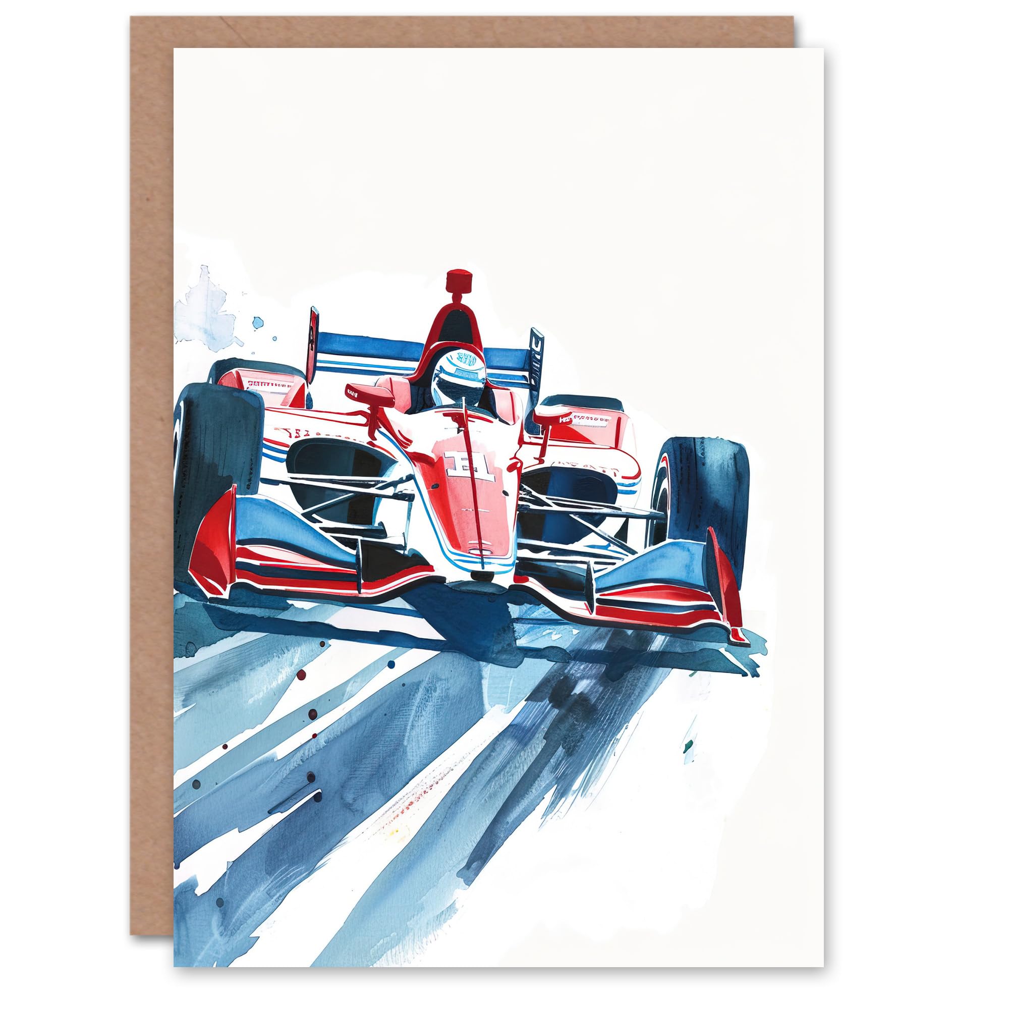 Artery8 Greeting Card - Race Car - Birthday - Red