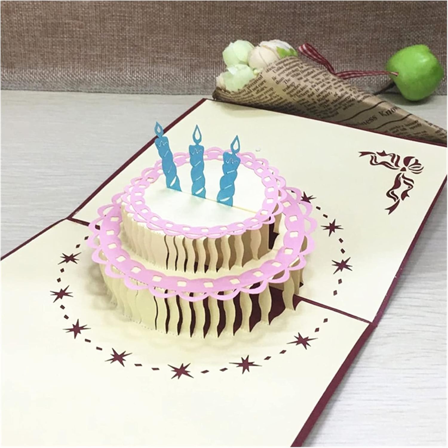 招待状 1個のカラフルな誕生日ギフトケーキカードポップアップ封筒ポストカード