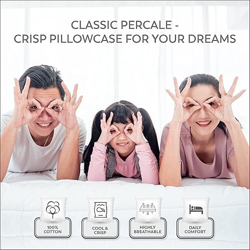 Miniatura 7 de Purity Home - Juego de 2 fundas de almohada, 100% algodón de 400 hilos, tejido de percal, King (20 x 40 pulg), dobladillo Z de 4 pulg, acabado