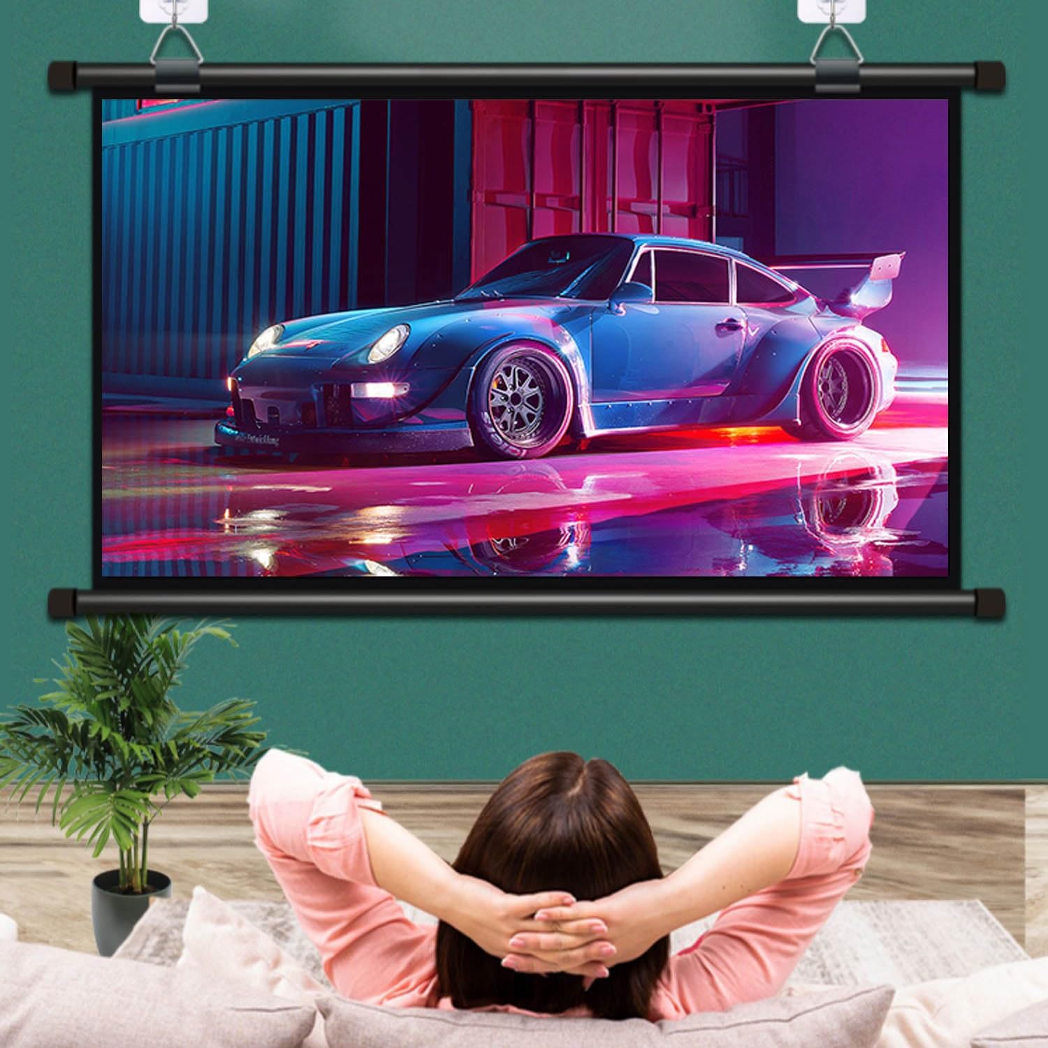 Schermo di proiezione 60 Pollici formato 4:3/16:9, telo proiettore Portatile per videoproiettore Full HD 3D 4K, Home cinema theater ufficio Schermo Proiettore Anti-piega (Size : 72" (4:3))