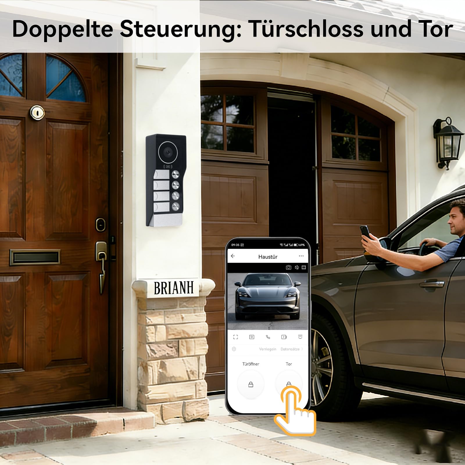Video Türsprechanlage für 4 Familienhaus, 2-Draht,3X 7 Zoll Monitor & App - Smarte Video Türklingel mit Kamera & Gegensprechanlage, RFID, 2-Wege-Audio KW08-IP7-4F
