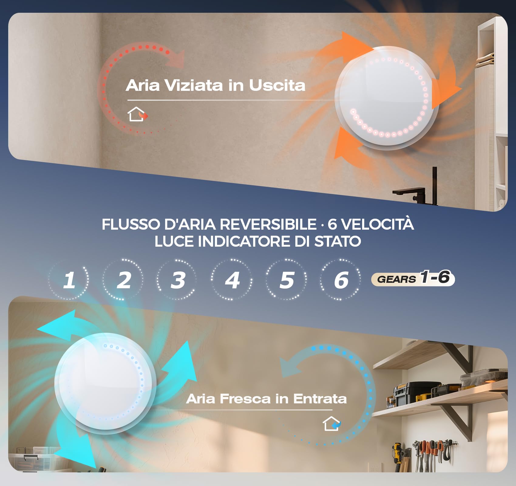 Aspiratore Bagno 150mm, 11 Effetti Luminosi, 6 Velocità, 2 Direzioni Ventilatore, Estrattore Aria Silenzioso con Telecomando, Potente Ventola Aspirazione Bagno Cucina WC Garage Cantina