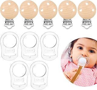Attache Tetine Bois, Clip Attache Tetine, Pince Attache Tetine, Silicone Bouton Anneau, Adaptateur de Sucette, Anneau En Silicone Adaptateur, Anneau Sucette, Attache Sucette, Accessoires