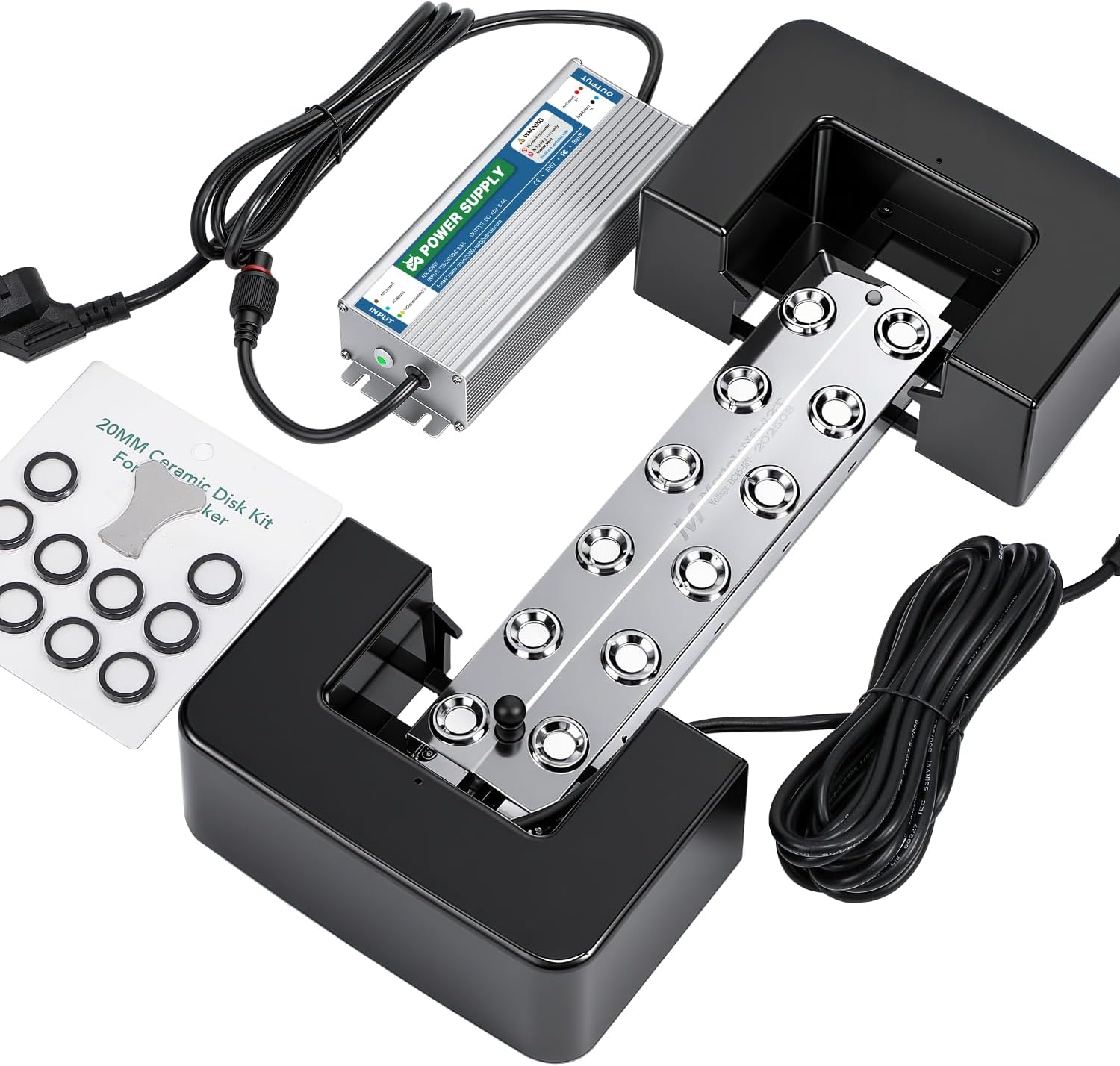 Mxmoonant Mist Maker 12 Head Ultrasonic Mister Pond Fogger 8400ml/H Humidifier w/400W Power Supply, Float, Replacement Discs for Water Fountain, Mushroom Plant Humidity, Halloween Decoration 110V