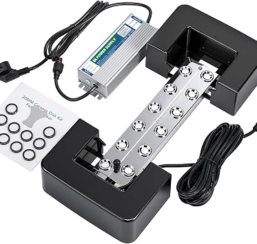 Mxmoonant Mist Maker 12 Head Ultrasonic Mister Pond Fogger 8400ml/H Humidifier w/400W Power Supply, Float, Replacement Discs for Water Fountain, Mushroom Plant Humidity, Halloween Decoration 110V