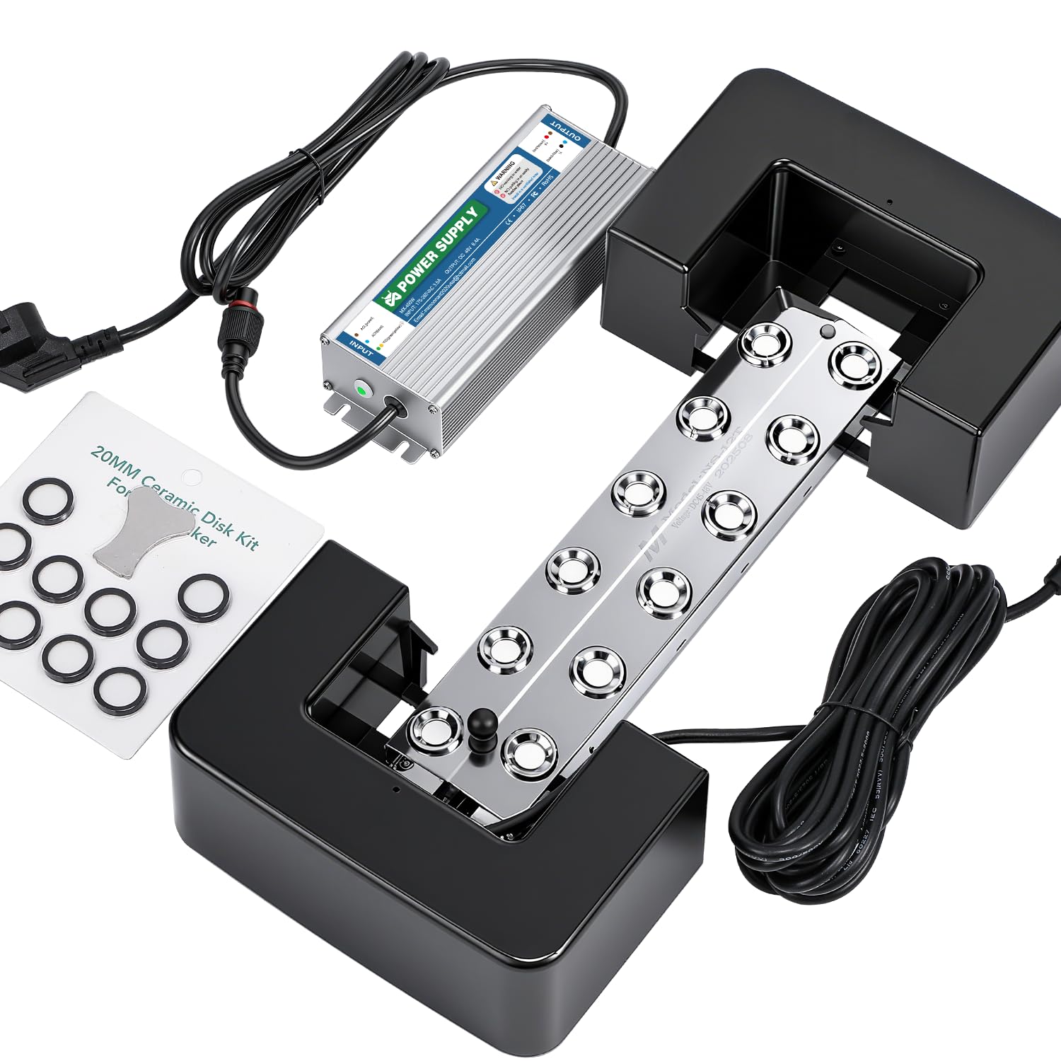 Mxmoonant Mist Maker 12 Head Ultrasonic Mister Pond Fogger 8400ml/H Humidifier w/400W Power Supply, Float, Replacement Discs for Water Fountain, Mushroom Plant Humidity, Halloween Decoration 110V