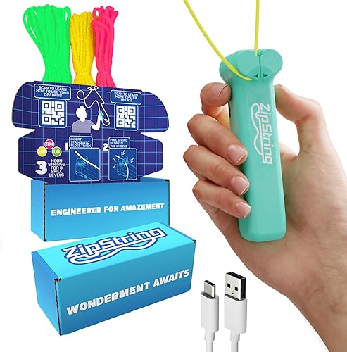 ZipString Original - Juguete clásico lanzador de cuerda, como se ve en Shark Tank, es perfecto para niños y adultos, arroja el lazo al aire para