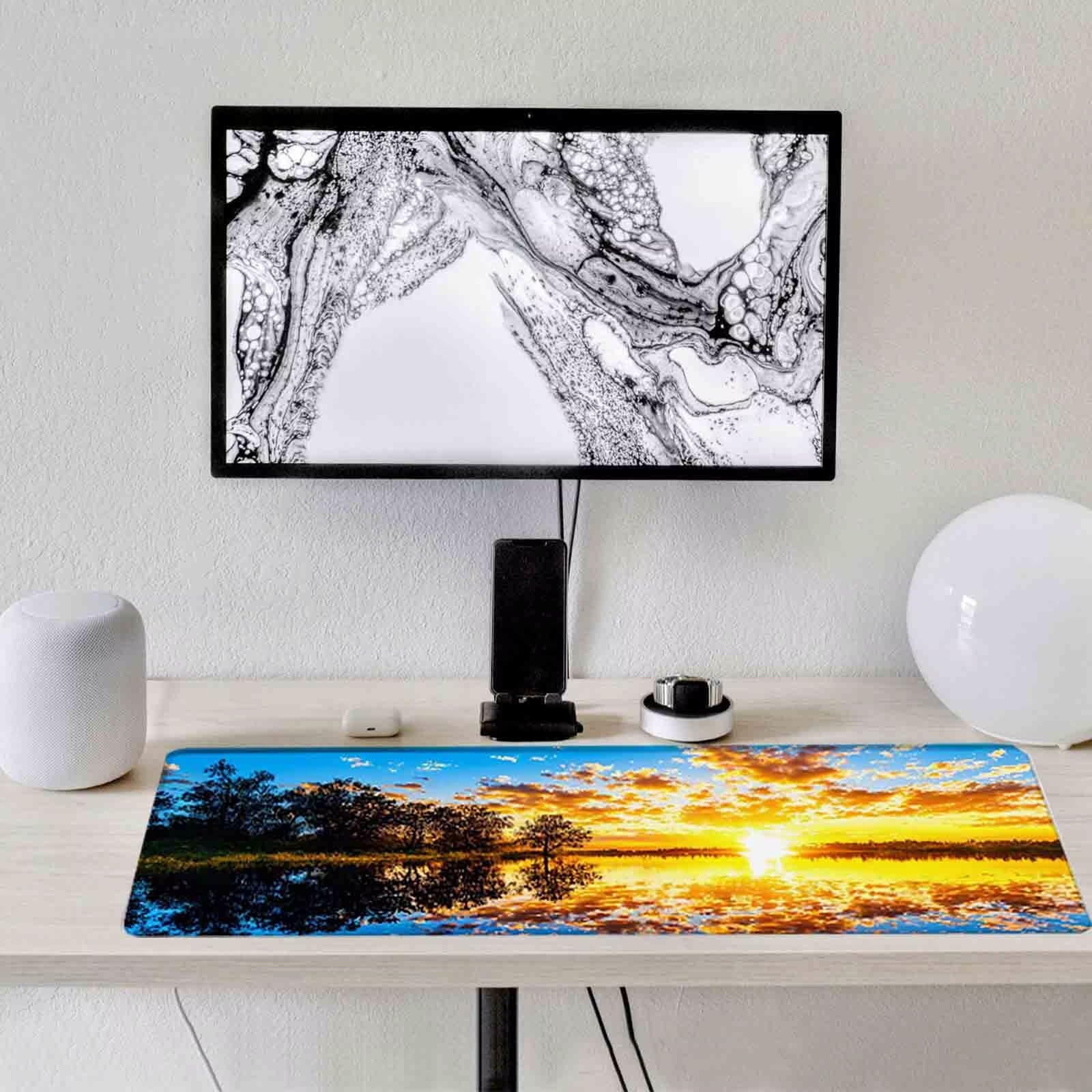 Tappetino Mouse Giallo Mousepad Paesaggio Tappetino Mouse XXL 1200 x 600mm Sottomano Scrivania Grande con Base in Gomma Antiscivolo Accessori Gaming, Migliora Precisione e Velocità per Laptop r8541