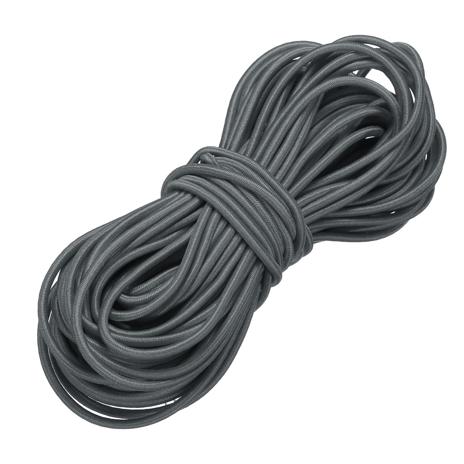 PATIKIL Elastic Bungee Cord, 3mm x 15m Heavy Duty Polyester Bungee Shock Cords Kayak Stretch String Rope for Kayak Strap Tarp Tie Boating Tent Camping DIY Craft, Gray