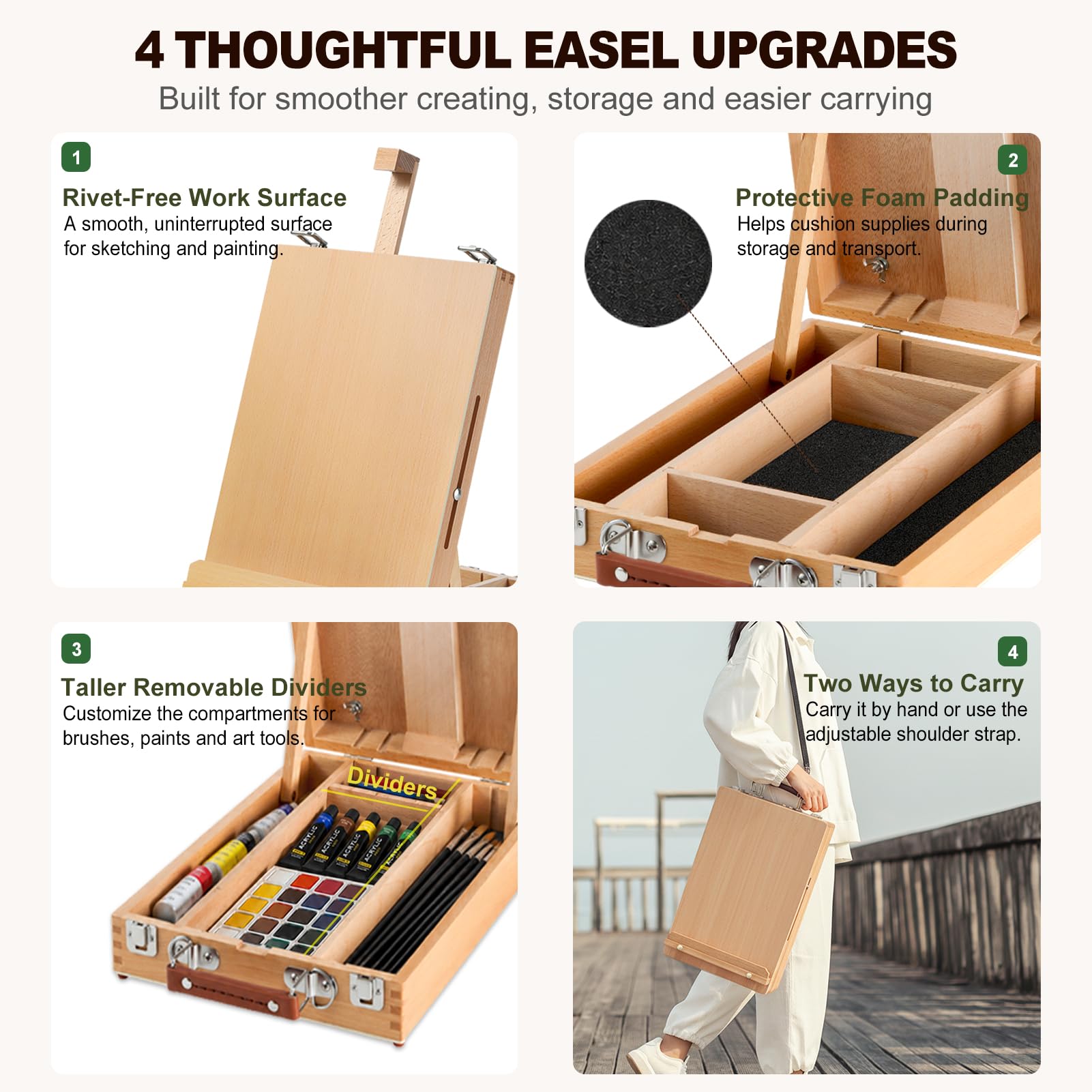 Beechwood Painting Easel Set - Portable Art Studio -4 Beechwood Painting Easel Set - Portable Art Studio -4
