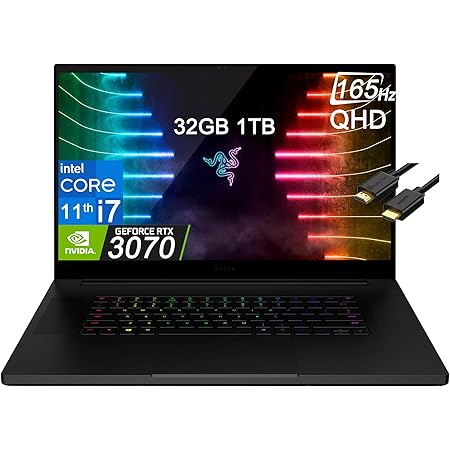 Razer 2022 Blade Pro 17 (17.3" QHD 165Hz, Intel i7-11800H, 32GB RAM, 1TB PCle SSD, GeForce RTX 3070 8GB), Chroma RGB Gaming Laptop, IR Webcam, WiFi 6E, Ray Tracing, IST Cable, Windows 10 Home