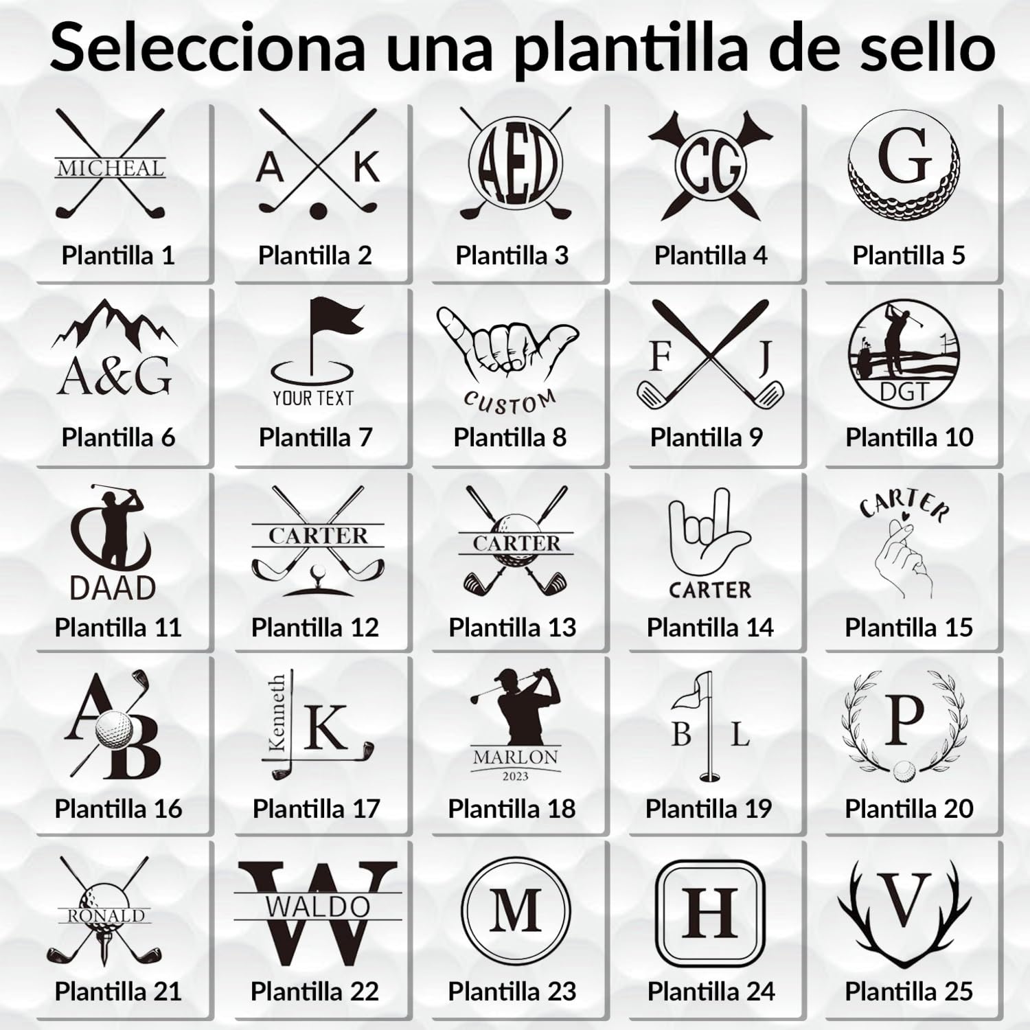Sello de Pelota de Golf Personalizado con Nombre, Iniciales o Logo - Tinta Impermeable Recargable - Accesorio Regalo para Golfistas