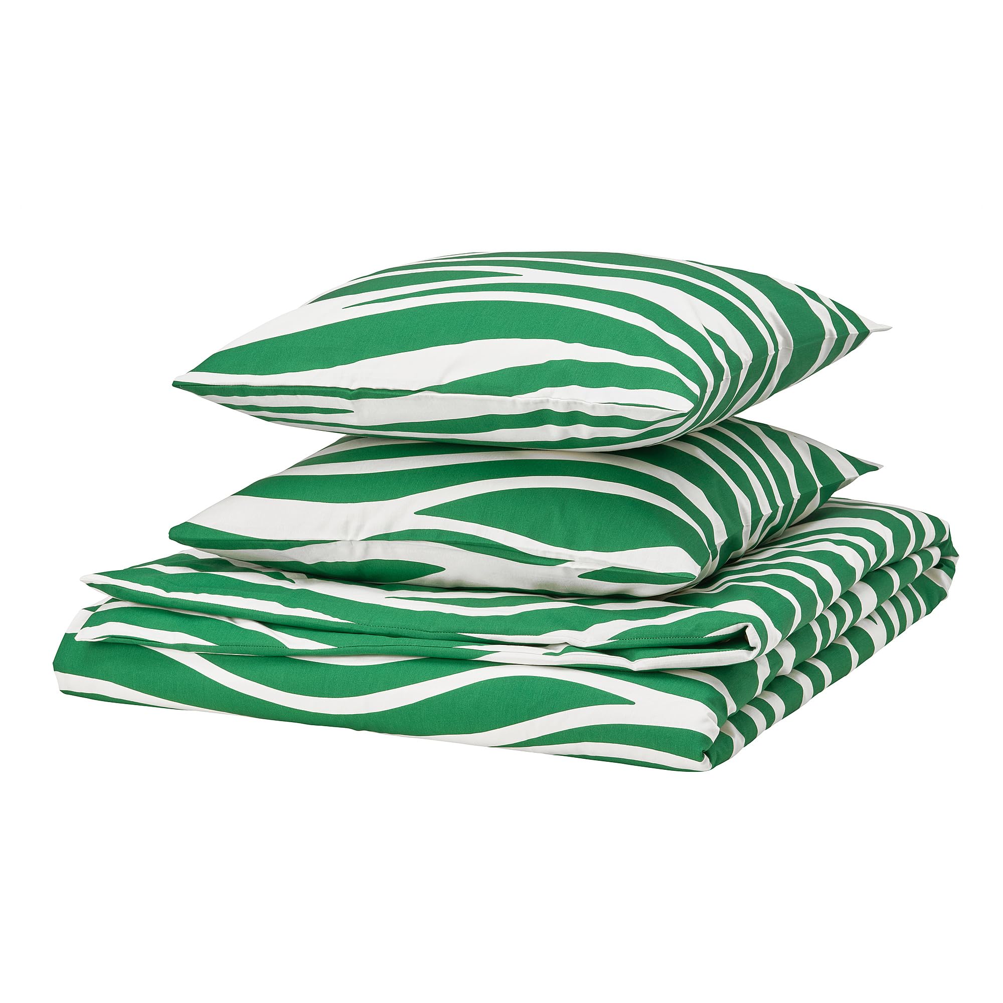 Housse de couette PORTLAKMÅLLA 240x220 cm pour protéger votre couette avec style vert blanc