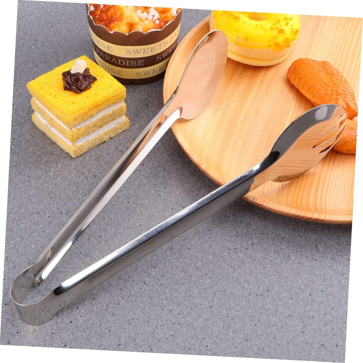 Cooking Tongs, 4 Pcs Bread Clip Metal BBQ Tong Salad Tongs Appetizers Party Catering Tongs Food Serving Tongs Food Clamp Toast Tongs Durable Food Clip