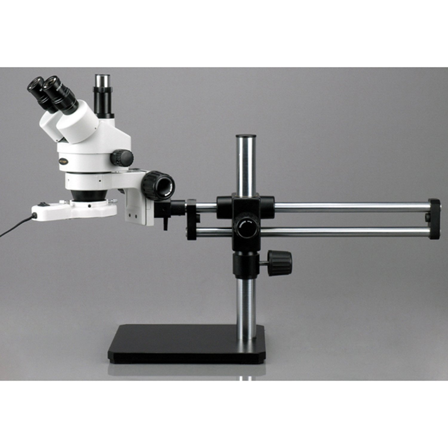 AmScope SM-5TX Trinokulares Stereomikroskop auf Kugelgelagertem Auslegerständer, 3.5X-45X, Schwarz