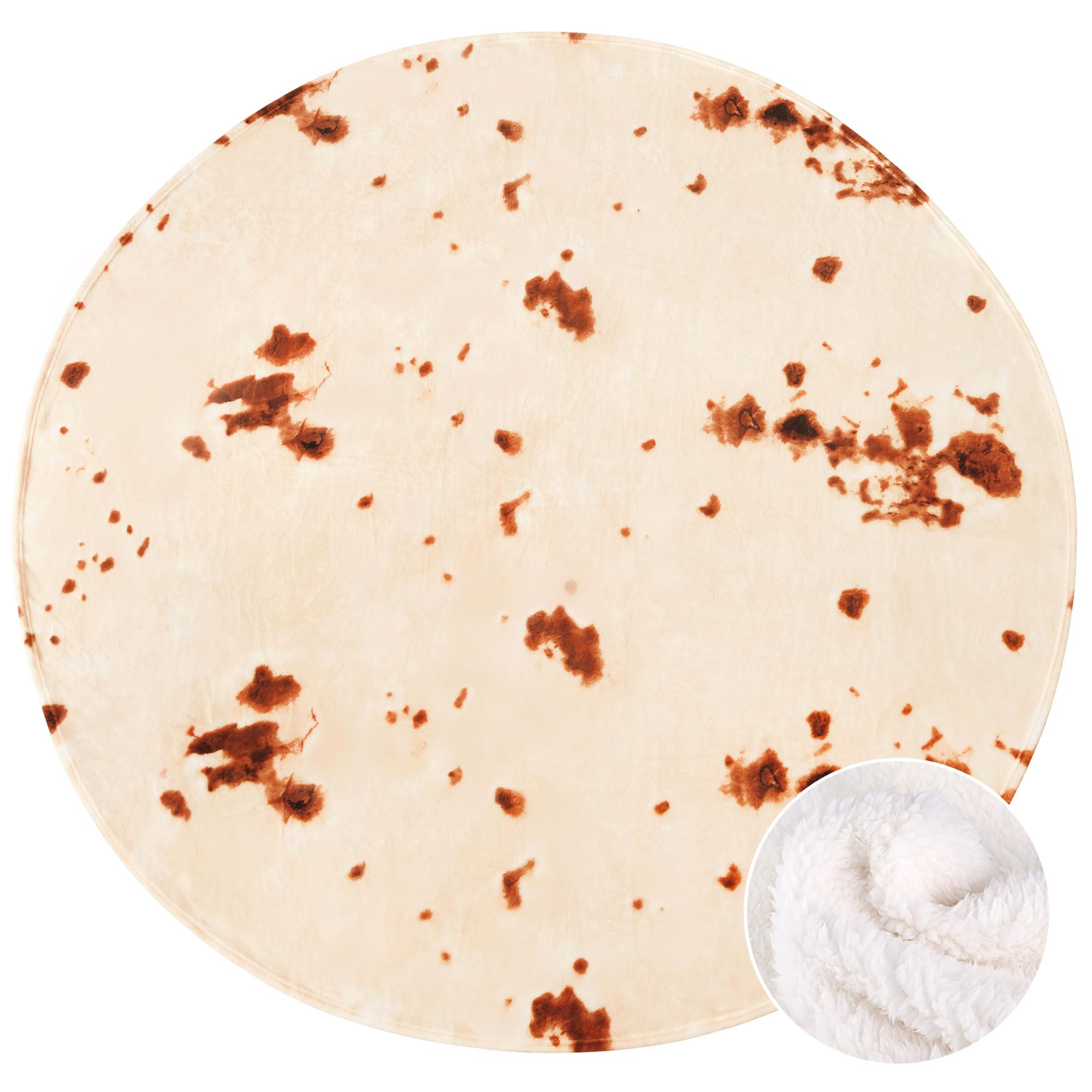 SeaRoomy Sherpa Burritos Tortilla Blanket - Novelty Funny Round Wrap Soft Giant Blanket