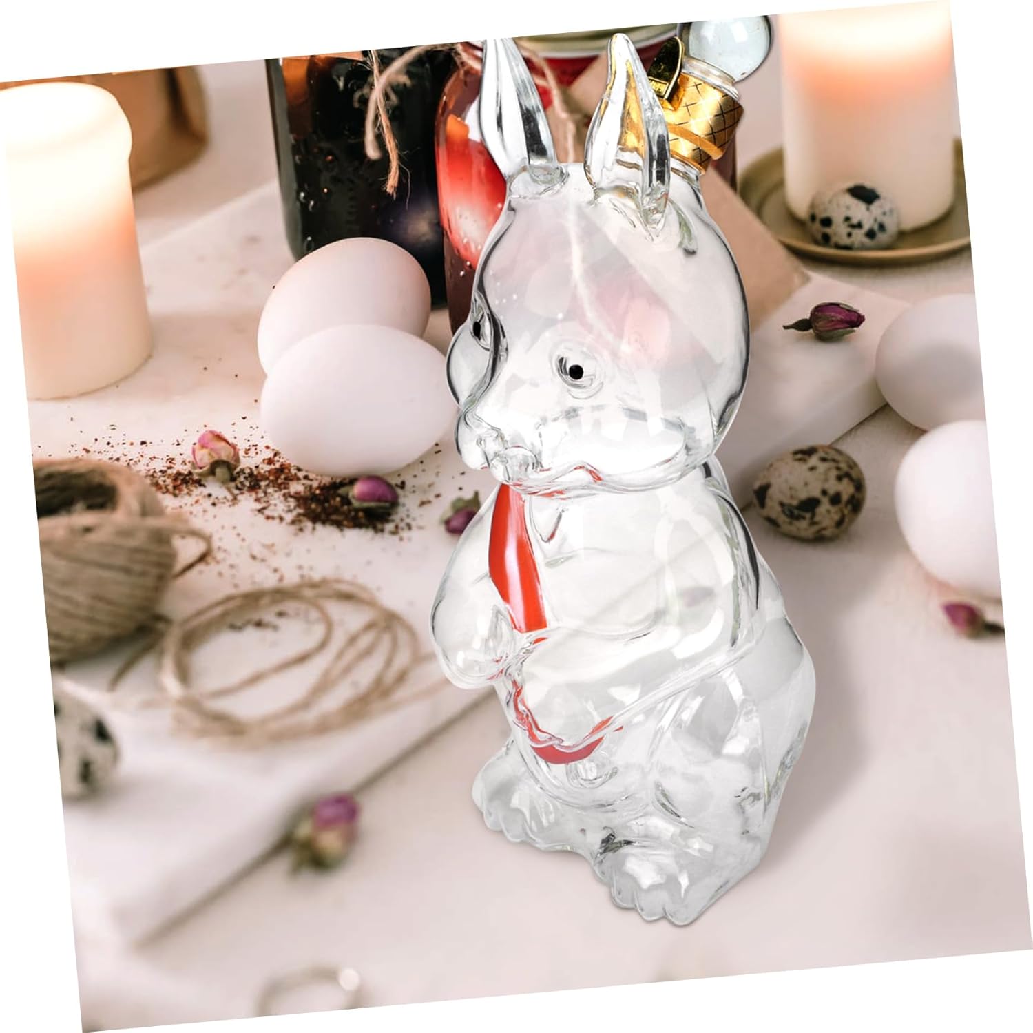 Easter Bunny Shaped Wine Bottle Transparent Glass Container for Home and Restaurant Use Unique Decorative Wine Bottle for Special Occasions