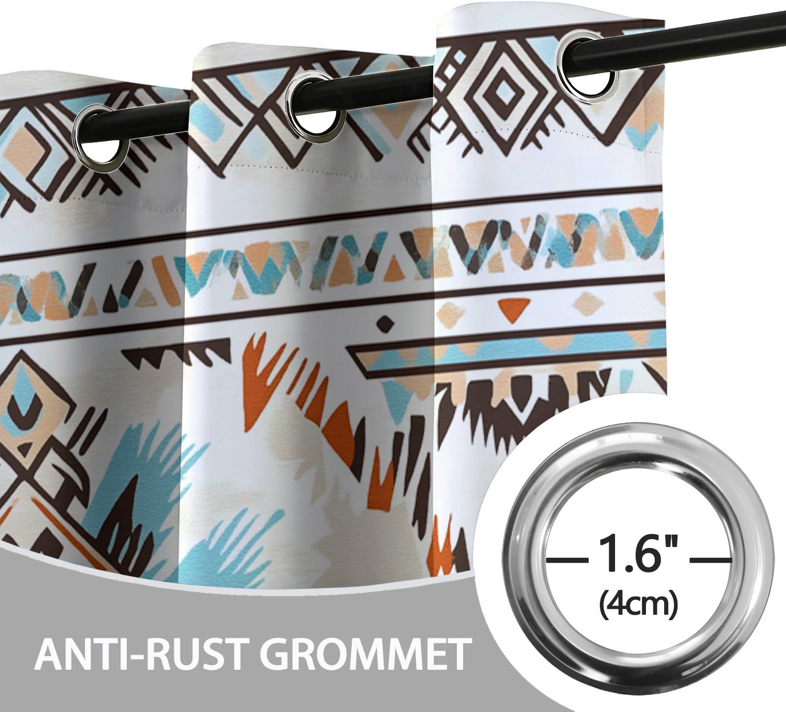 Retro Akwarela Zasłona zaciemniająca Drapowana Przelotki Tekstura Izolowana termicznie, Niebieski Szary Blokuje Światło Redukuje Hałas, 110L X 215H cm (2 Panele) Miękka mikrofibra Nadaje się do