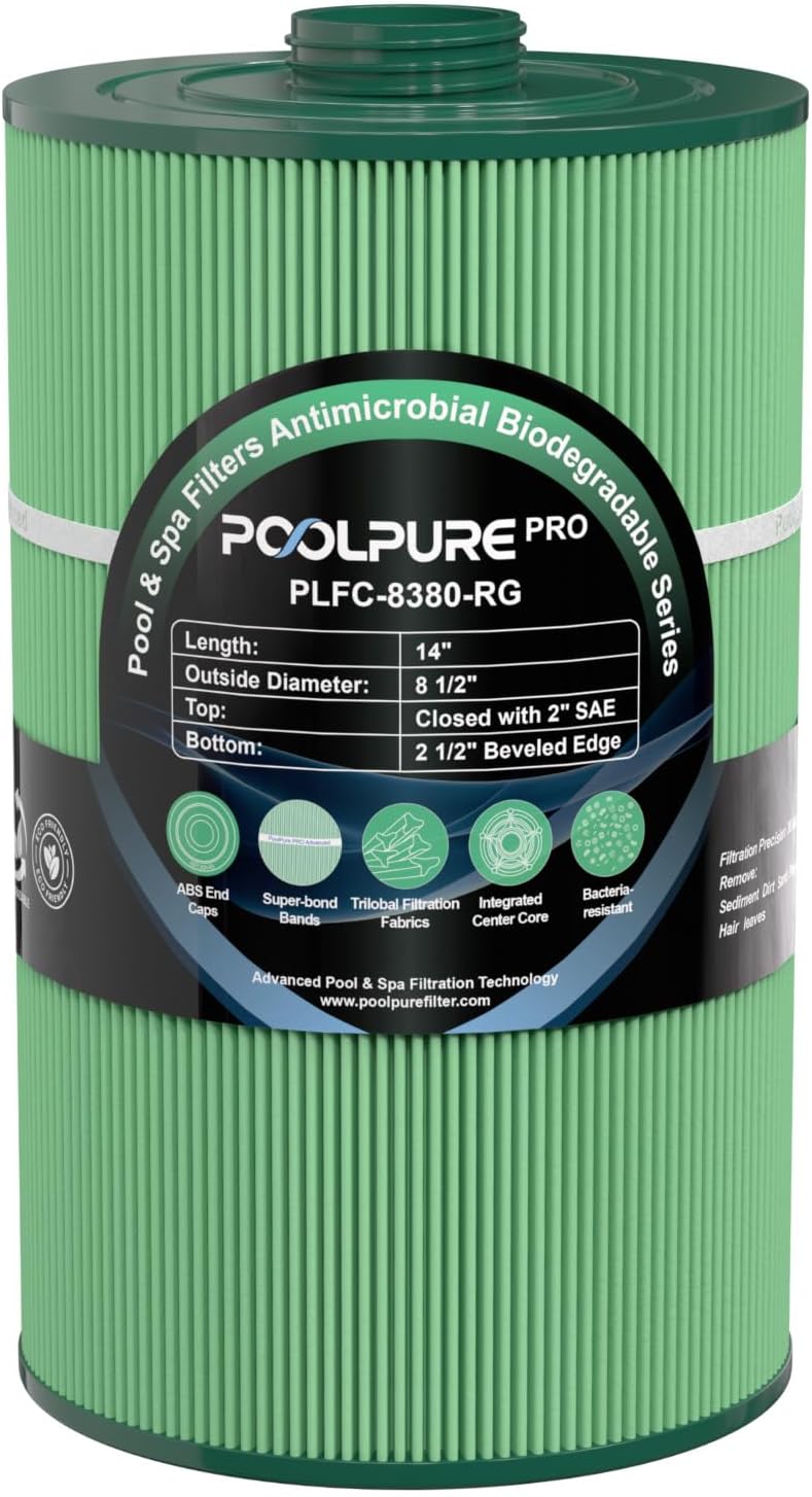 POOLPURE Replacement Filter, Compatible with Sundance 6540-501, PSD85-2002, Unicel C-8380, Filbur FC-2810, Excel Filters XLS-840, Aladdin 18007, Baleen AK-70031, Magnum SU80, 85 sq.ft Filter Cartridge