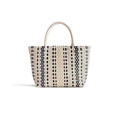 Madewell Mini Woven Tote: Narrow Stripe Tote Handbags Alabaster, Leather