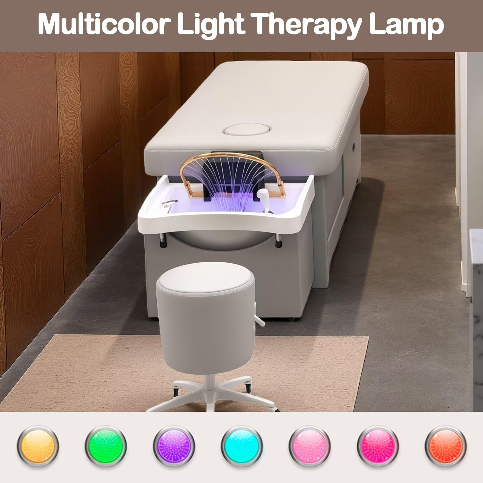 Łóżko do szamponu Salon Head SPA, wielofunkcyjny stół kosmetyczny z cyrkulacją wody, funkcja szamponu, zabieg odprowadzania wilgoci, minimalistyczny design, delikatne odcienie (beżowy