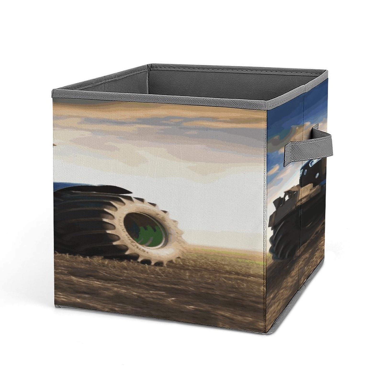 Fodpand Style Farm Tractor Storage Cubes Foldable Decorative Fabric, Storage Bins Baskets With Handles, Closet Organizers And Storage For Home, Office,Closet, Clothes