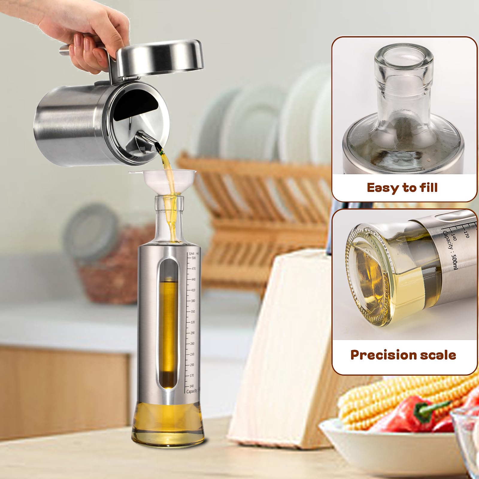 Bottiglia Olio E Aceto Nago In Vetro - 500ml Con Dosatore Salvagoccia - Foto 10