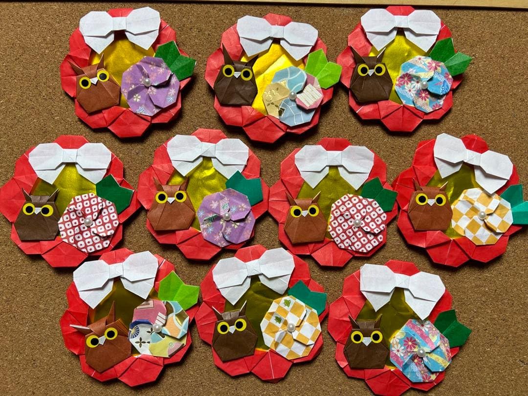 Amazon.co.jp: 折り紙 敬老の日 お正月 フクロウ 10個セット : ホビー