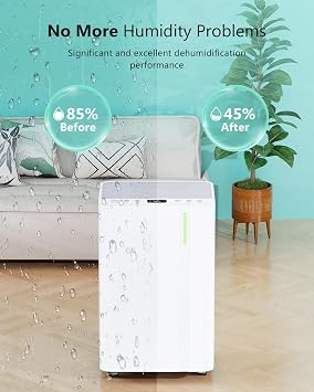 Dehumidifier, 20L/Day Quiet Portable Compressor Dehumidifier for Bedroom Bathroom Warehouse with 3 Modes, 24H Timer, Continuous Drainage, Humidity Control, Dryer Function, Auto Defrost, Low Energy