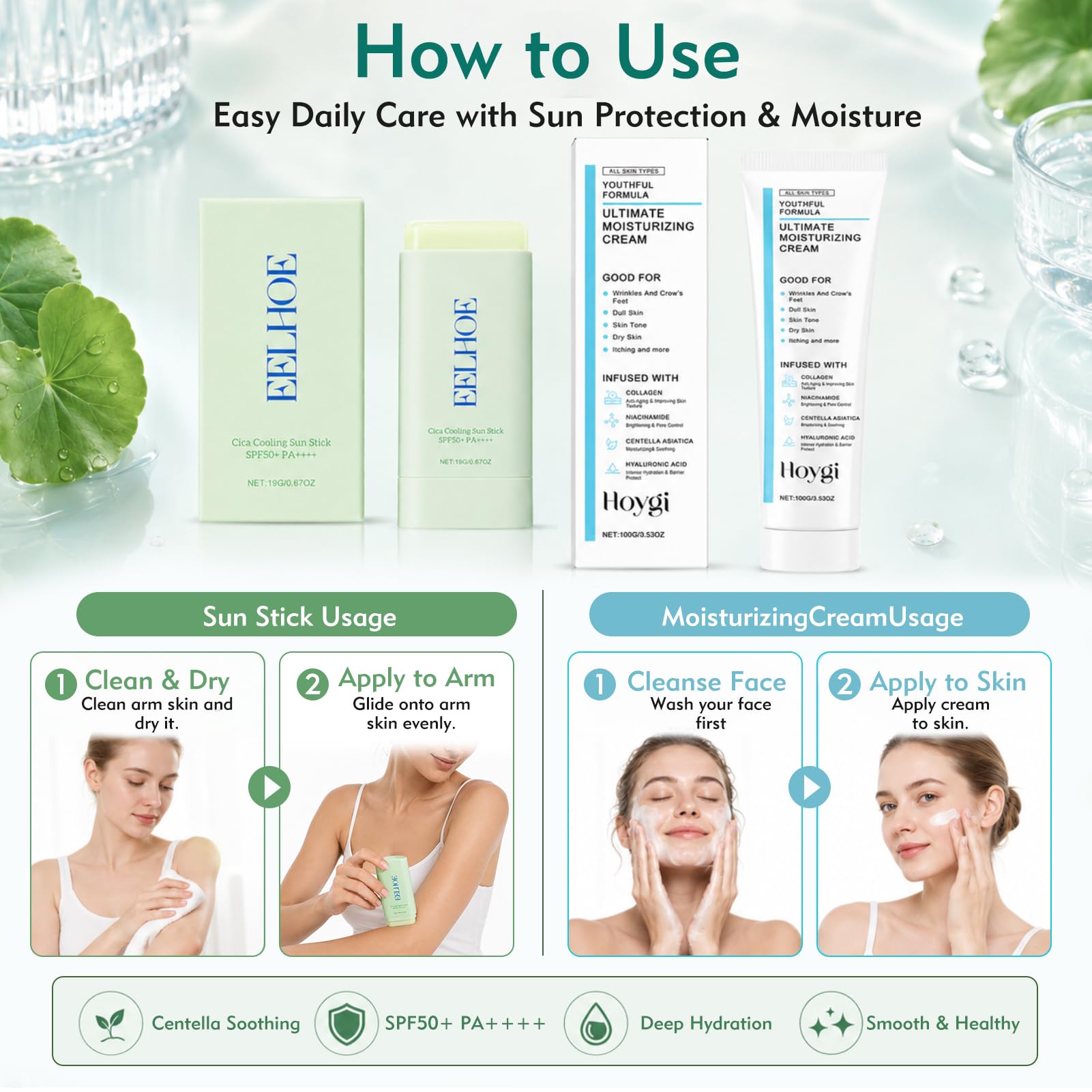 Zestaw z kremem przeciwsłonecznym, sztyft przeciwsłoneczny UV SPF 50+, krem przeciwsłoneczny SPF 50