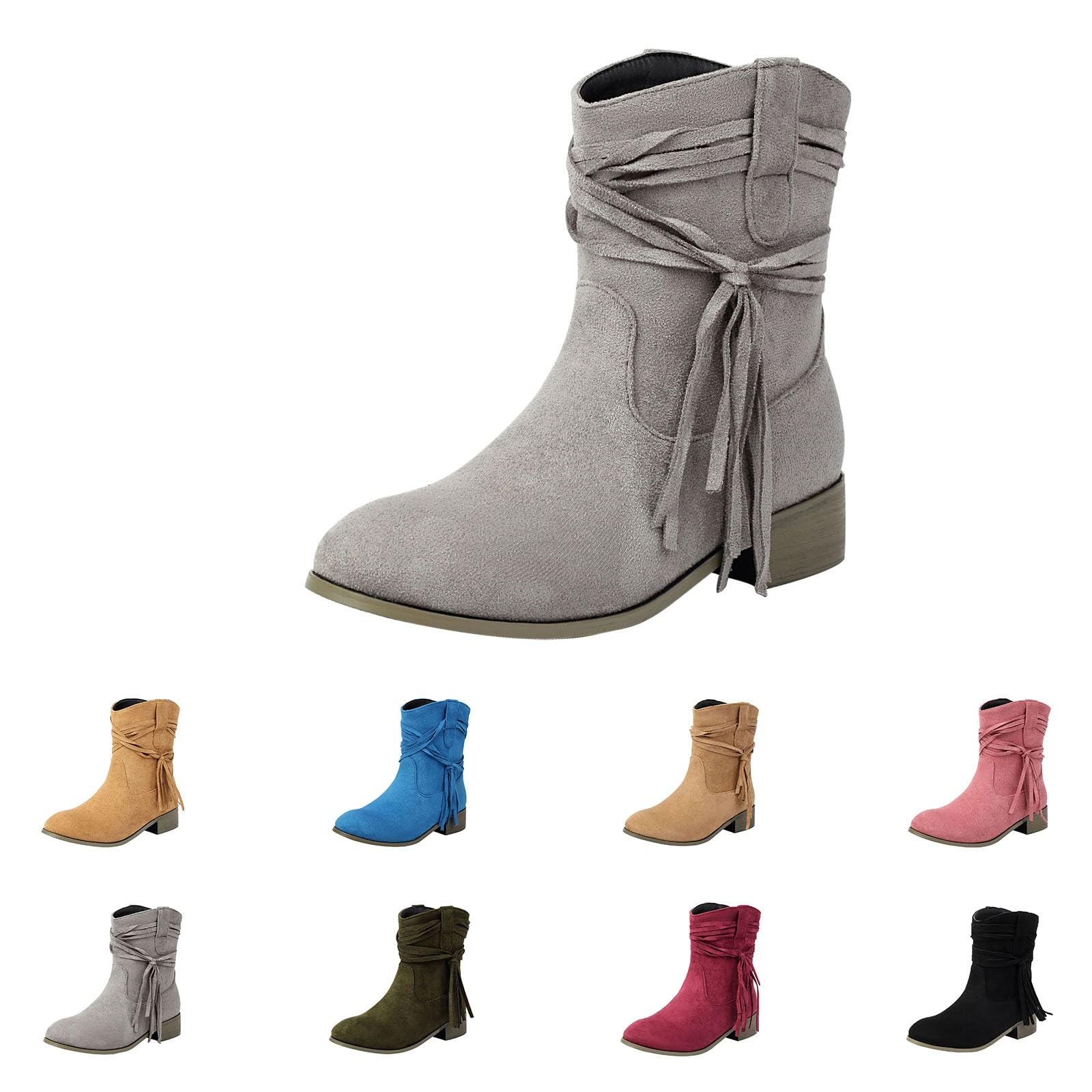 Stivaletti Donna Suola Antiscivolo Comodi con Tacco Stivali Leggero Antivento Chic Stivaletto Robusti Vintage Elegante Stivali da Pioggia Stivaletti per Esterno Neve Trekking e Giardino